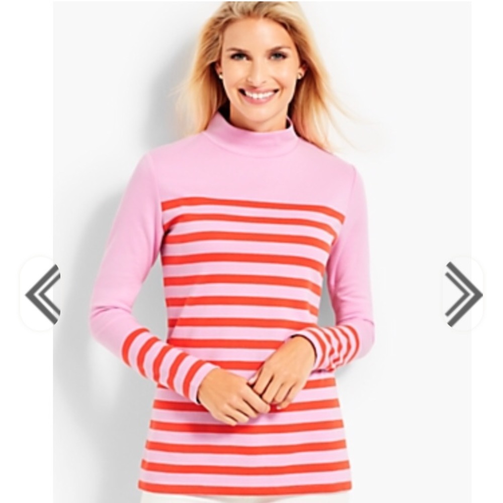 NWT Talbots Calder Stripe Mockneck Knit Top